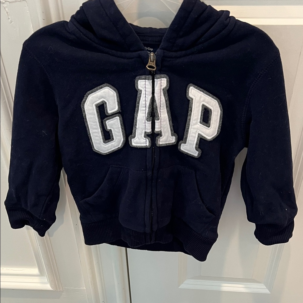 Like new size 3T GAP Blue and White Zip-Up Hoodie with Logo